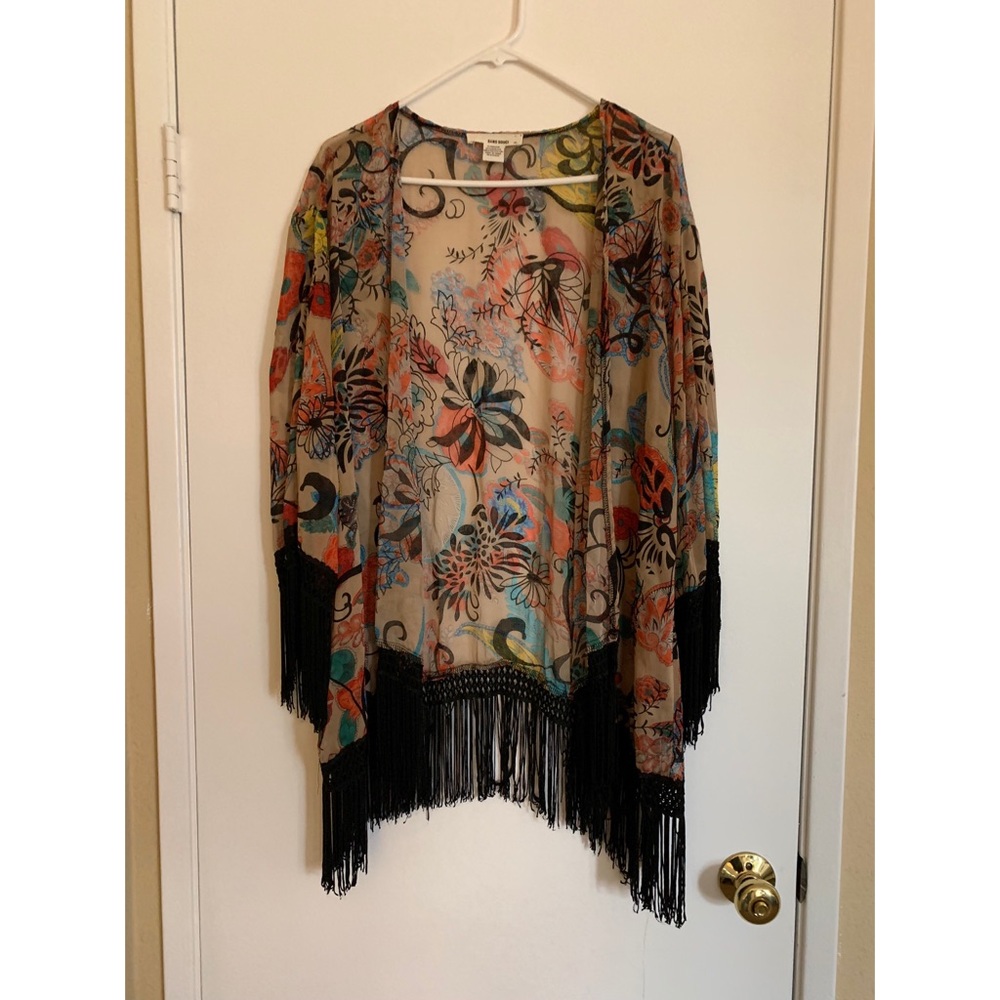 Boho kimono with fringe